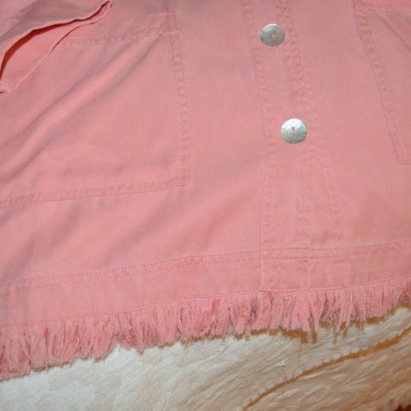 NEW~Fringed Button Down Jacket/Top~Shell Buttons~Soft Surroundings~Medium~ - Picture 3 of 7